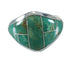 Southwestern Silver Turquoise Inlay Ring Size 5-1/2 AX88529